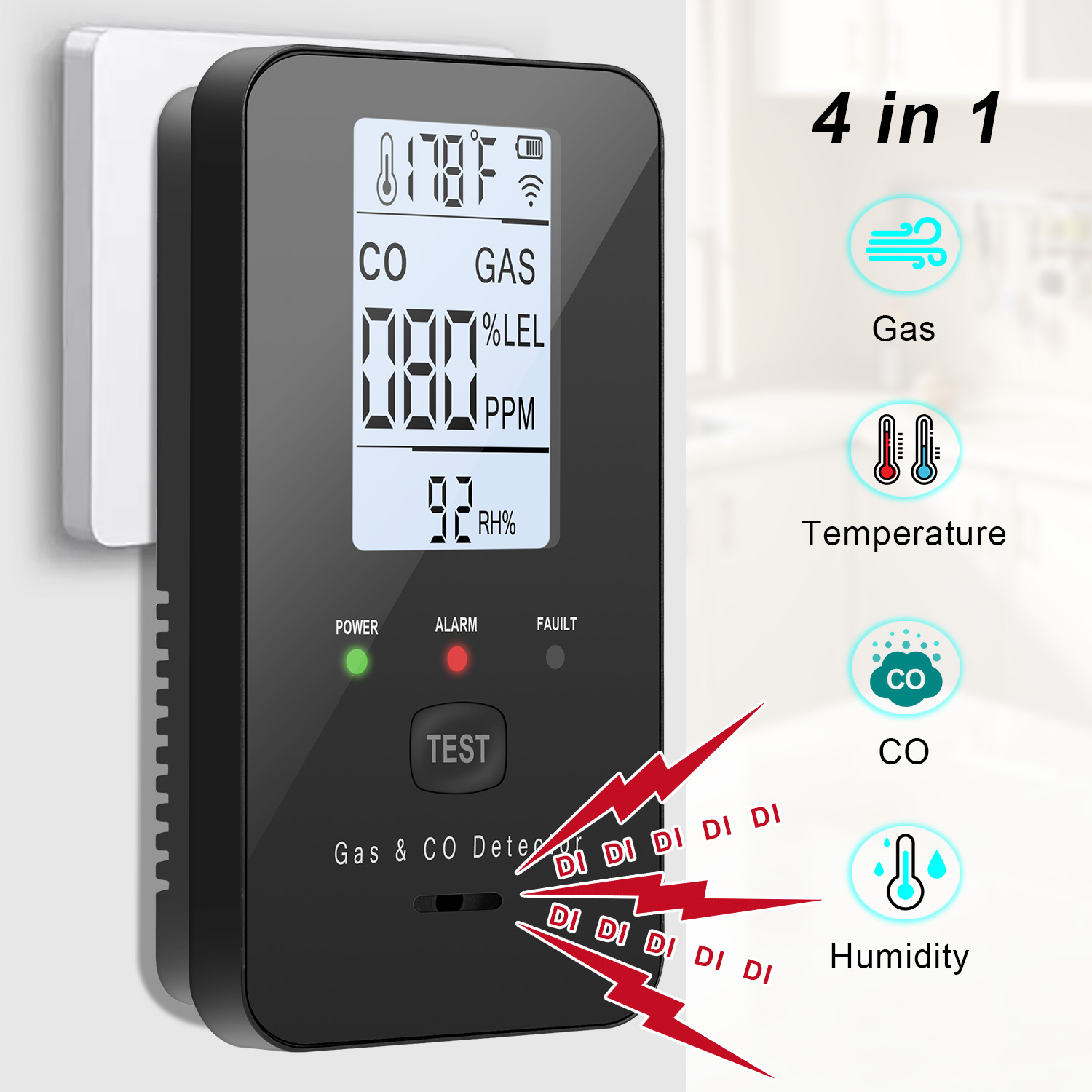 Smoke Leak Detector - Natural Gas & Carbon Monoxide Detector,